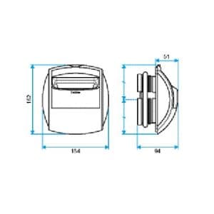 Bouche d'extraction standard 60m3/h sans fut  Aldes BAP'SI - schéma avec dimensions