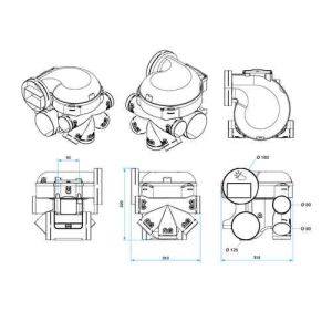 Dimensions du groupe VMC ALDES simple flux hygroréglable EasyHOME Premium HP+ RE2020