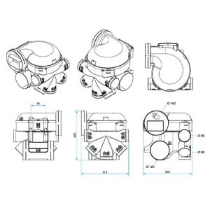 VMC simple flux hygroréglable Aldes EasyHOME Premium Micro Watt - schéma avec dimensions