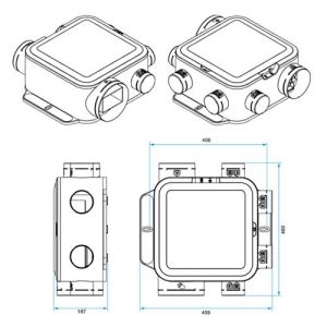 ALDES Kit VMC simple flux EasyHOME PureAIR COMPACT Classic - schéma avec dimensions