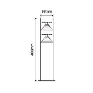 borne d'éclairage Arlux Castellane coloris noir 230V 9W 1000lm 3000K - dimensions