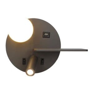 Arlux Dita Applique intérieur gauche 5W 350lm 2700K USB anthracite + liseuse 3W - 114174