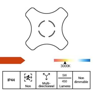 ARLUX Applique extérieure LED Babi 230V 5W 450lm 3000K anthracite - fiche technique