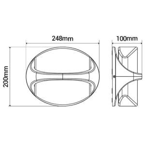 ARLUX Applique extérieure LED Kaffa 230V 16W 900lm 3000K anthracite - schéma avec dimensions