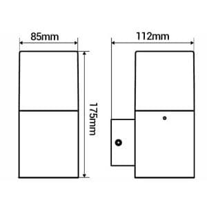 ARLUX Applique extérieure à détection Lena montante 230V E27 60W max anthracite - schéma avec dimensions