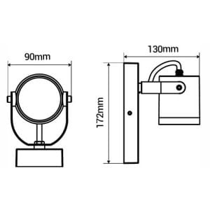 ARLUX Applique d'éclairage extérieur orientable Spoty 230V Gu10 35W max anthracite - schéma avec dimensions