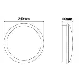 ARLUX Applique extérieure ronde LED Luna 230V 18W 1220lm 3000K gris - schéma avec dimensions