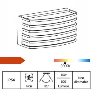 ARLUX Applique extérieure LED Verone 230V 15W 600lm 3000K anthracite - fiche technique