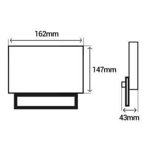 ARLUX Projecteur extérieur LED extra plat à détection RF PEARL 230V 30W 2400lm 4000K blanc - schéma avec dimensions