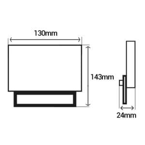 ARLUX Projecteur extérieur LED Kali extra plat précâblé 230V 20W 1700lm 4000K noir - dimensions