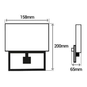 Projecteur blanc extra plat Arlux Kreon 2 à détecteur infrarouge - schéma avec dimensions