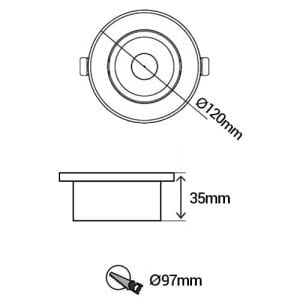 ARLUX Lot de 2 spots solaires LED Patio encastrables 120mm 1W 50lm 6000K IP67 Inox - schéma avec dimensions