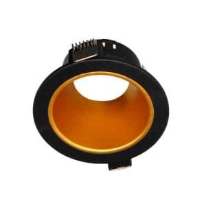 Support de spot basse luminance rond fixe 88mm avec douille GU10 ARLUX noir et or Naxos