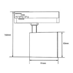 Spot LED sur rail Arlux Track Light - dimensions