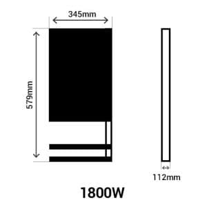 ATLANTIC Télia Sèche-serviettes électrique miroir avec soufflerie 2 barres 1800W - schéma avec dimensions