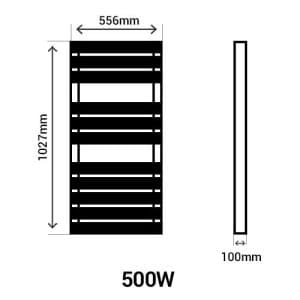 ATLANTIC Adelis Sèche-serviettes électrique connecté blanc 500W - schéma avec dimensions