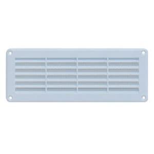 Grille d'aération blanche PVC Autogyre de 205x121mm avec moustiquaire intégrée