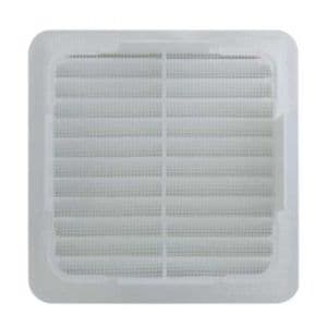 Grille d'aération AUTOGYRE PVC à emboiter 120x120mm avec moustiquaire blanc - vue de face