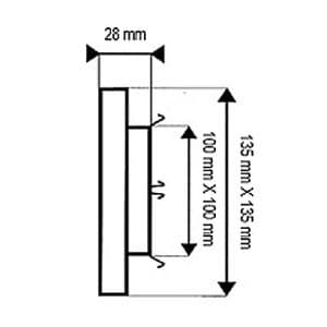 AUTOGYRE Grille d'aération PVC à clipser 135x135mm avec moustiquaire blanc - schéma avec dimensions