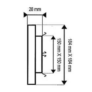 AUTOGYRE Grille d'aération PVC à clipser 184x184mm avec moustiquaire blanc - schéma avec dimensions