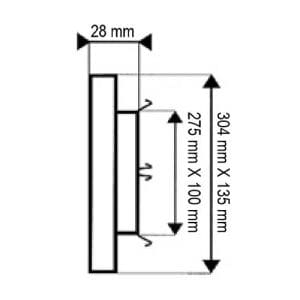 AUTOGYRE Grille d'aération PVC à clipser 304x135mm avec moustiquaire blanc - schéma avec dimensions