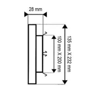 AUTOGYRE Grille d'aération PVC à clipser 135x232mm avec moustiquaire blanc - schéma avec dimensions