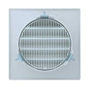 Grille d'aération blanche encastrable PVC carrée Autogyre de 126mm x 126mm - vue arrière