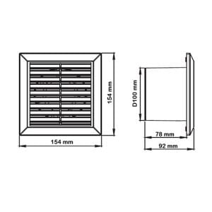 Extracteur d'air 98m³/h SLIM standard AUTOGYRE - dimensions