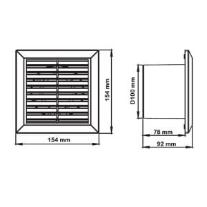 Dimensions de l'extracteur d'air 98m³/h Autogyre Slim