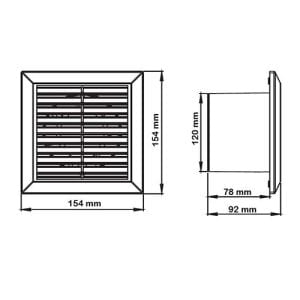 Extracteur d'air 140m³/h SLIM standard AUTOGYRE - dimensions