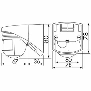 Les dimensions du détecteur de mouvement infrarouge BEG LUXOMAT  LC-Click-N 200°.