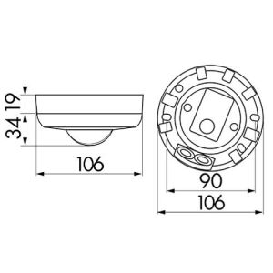 Détecteur de mouvement infrarouge 360° BEG LUXOMAT PD3-1C-AP, schéma des dimensions