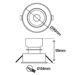 BENEITO FAURE Spot LED encastrable et orientable Tao 10W 675lm 3000K blanc - schéma avec dimensions