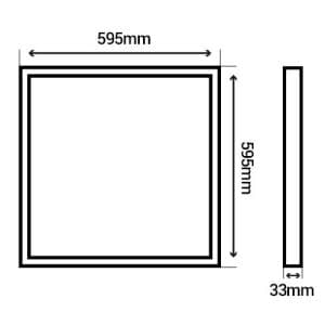 Dalle LED CEOTIS encastrable 36W 3600lm 4000K UGR<19 600x600mm blanc - schéma avec dimensions