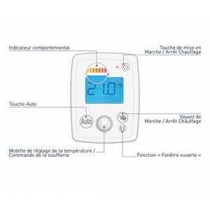 Sèche-serviettes avec soufflerie 1300W CHAUFELEC Kensa - thermostat