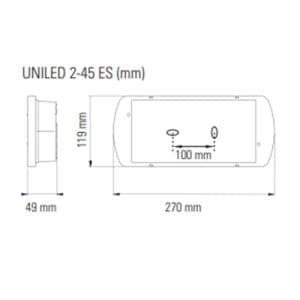 Dimensions bloc de secours SATI LED étanche Eaton