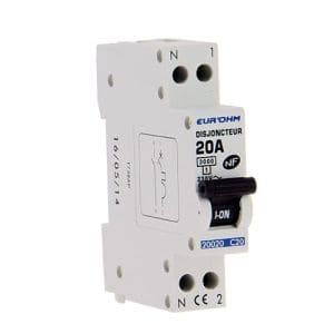 EUROHM Disjoncteur Ph+N  20A courbe C 3kA 230V - Lot de 12 - 20020