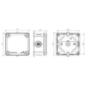 Boite de dérivation carré Eurohm IP55 105x105x55mm - schéma avec dimensions