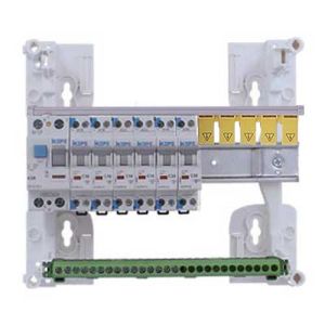 Intérieur du tableau électrique Ikepe pré équipé à vis 1 rangée 1ID 63A 6 disjoncteurs