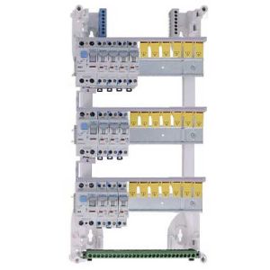 Intérieur du tableau électrique Ikepe pré équipé à vis 3 rangées 3ID 40A 10 disjoncteurs