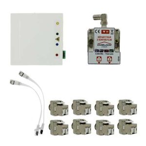 coffret de communication IKEPE Grade 2TV Start compact - 8RJ45 - détail des équipements