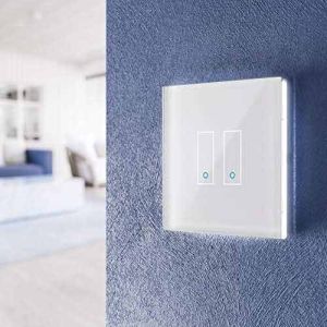 IOTTY Interrupteur connecté tactile en verre blanc WIFI double - LSWE22W