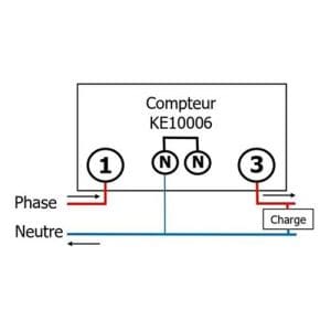 KETLER Compteur d'énergie 100A mono certifié MID - schéma installation électrique