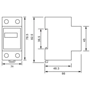 Compteur d'énergie wifi 60A monophasé KETLER - schéma avec dimensions