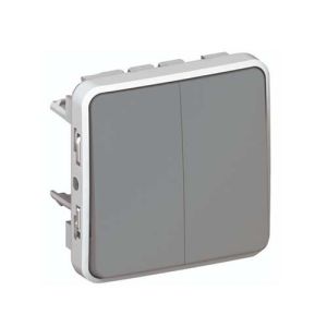 LEGRAND Plexo Interrupteur double va et vient étanche composable encastré gris IP55 - 069525