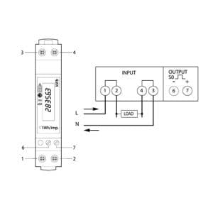 Compteur d'énergie LEGRAND EMDX³ 45A monophasé certifié MID - schéma de câblage