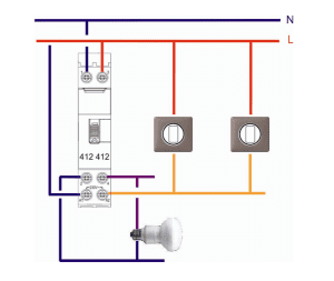 Télérupteur LEGRAND CX3 16A 2F monophasé - schéma de câblage