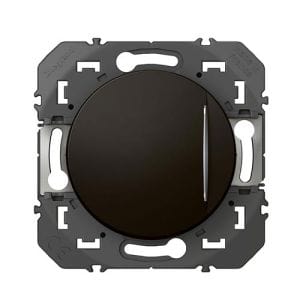 Bouton poussoir lumineux noir mat Legrand Dooxie - vue de face