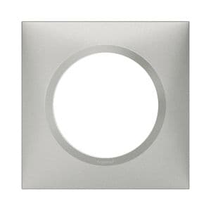 Plaque 1 poste Legrand Dooxie effet aluminium - vue de face