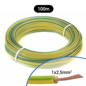 Fil électrique souple H07VK 2.5² vert/jaune MIGUELEZ - Couronne de 100m